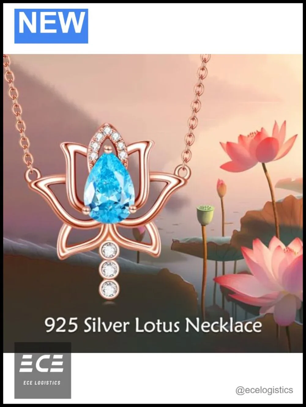 925 Sterling Silver Lotus Flower Pendant Necklace Yoga Jewelry Gift for Women